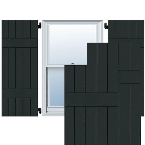 Ekena Millwork 5 Board (2 Batten) Wood Pine Board-n-Batten Shutters, Black Forest Green PR, RWB18X058DGP RWB18X058DGP - main